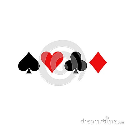 Playing cards symbols. Diamonds, spades, clubs and hearts icon set. Vector Illustration