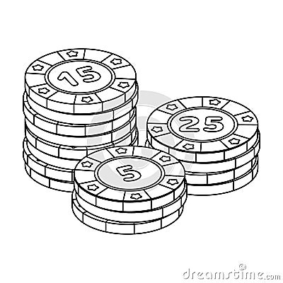 Playing chips. The settlement coin in the casino. Kasino single icon in outline style vector symbol stock illustration. Vector Illustration