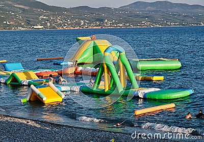 Colourful Floating Playground, Kalamata, Greece Editorial Stock Photo