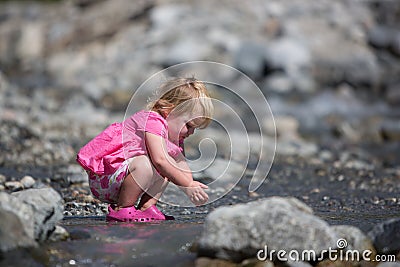 Playing in the Creek Stock Photo