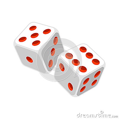Playing dice illustration. Game craps image. Casino and betting background. Vector Illustration