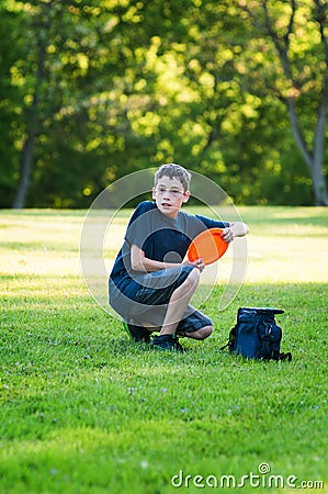 Playing disc golf Stock Photo