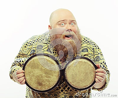 Playing drums and loving it Stock Photo