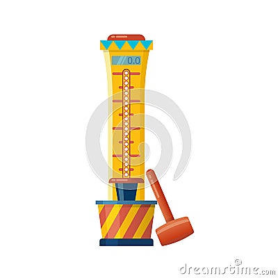 Playing fair strength test game. Attraction for measuring strength. Vector Illustration