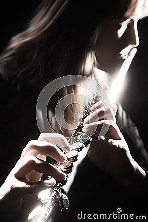 Playing flute player Stock Photo