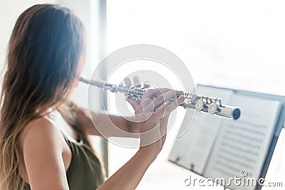 Playing the flute Stock Photo