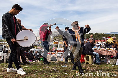 Playing folk dance with drums and zurna Editorial Stock Photo