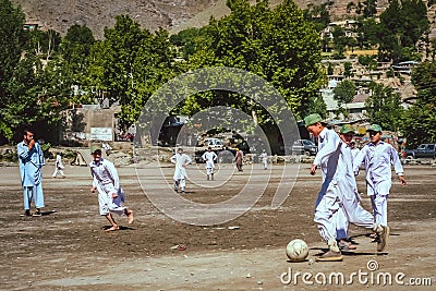Playing football in Pakistan Editorial Stock Photo