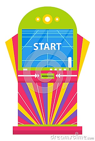 Game Machine with Start Command on Screen Playing Vector Illustration