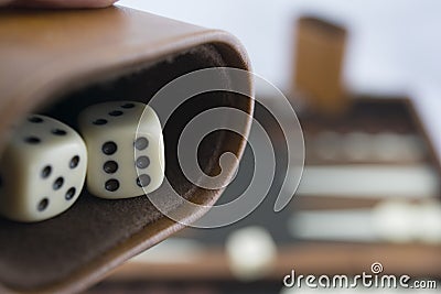 Playing Games Series - Rolling Backgammon Dice - No 11 Stock Photo