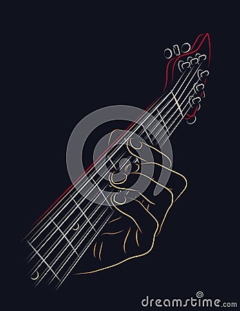 Playing guitar chord Vector Illustration