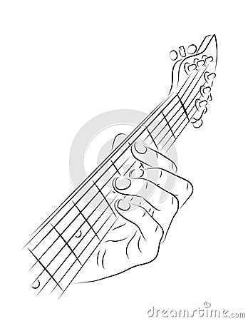 Playing guitar chord. Vector Illustration