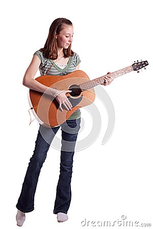 Playing Guitar Serious Stock Photo