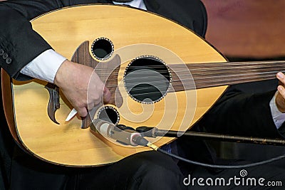 Playing Lute Stock Photo