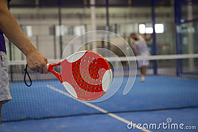 Playing Padel Tennis Stock Photo