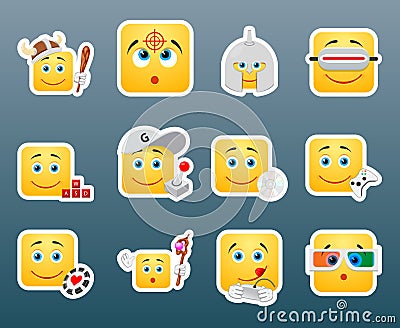 Playing smile stickers Vector Illustration