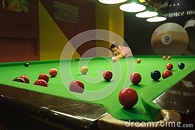 Playing snooker Stock Photo