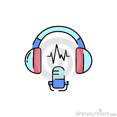 Playing sound color line icon. Asmr. Editable stroke Vector Illustration
