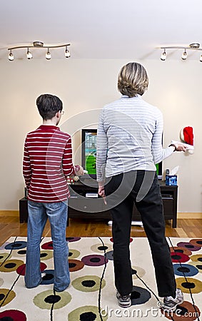 Playing the Wii Video Game System Editorial Stock Photo