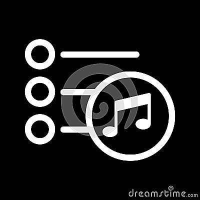 Playlist icon vector. Isolated on black background Vector Illustration