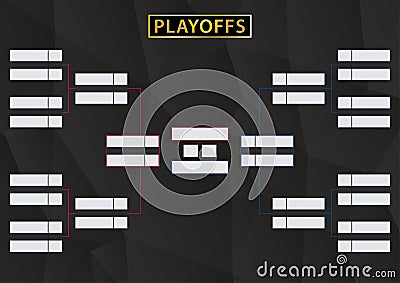 Playoffs Schedule with two Conference. Tournament Bracket on black background. Vector Illustration