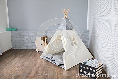 Playroom with Teepee Stock Photo