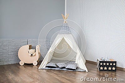 Playroom with Teepee Stock Photo