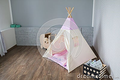 Playroom with Teepee Stock Photo