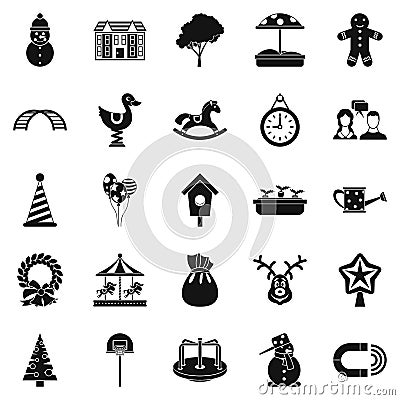 Playschool icons set, simple style Vector Illustration