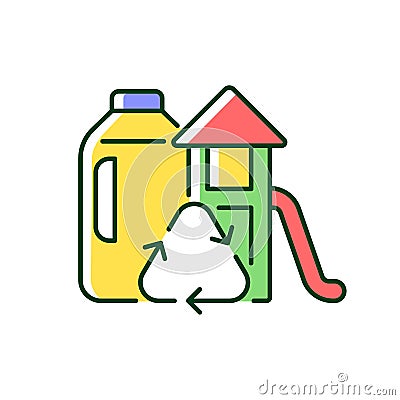 Playsets from plastic milk bottles RGB color icon Vector Illustration