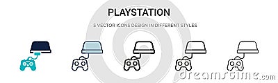 Playstation icon in filled, thin line, outline and stroke style. Vector illustration of two colored and black playstation vector Vector Illustration