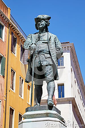 Playwright Carlo Goldoni statue in Venice, Italy Stock Photo