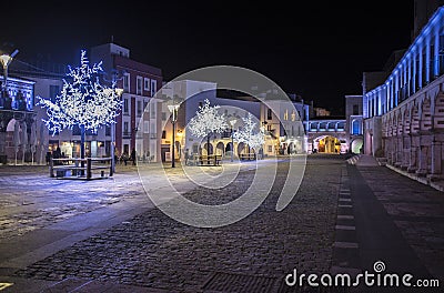 Plaza Alta of Badajoz in Christmas season, Spain Editorial Stock Photo