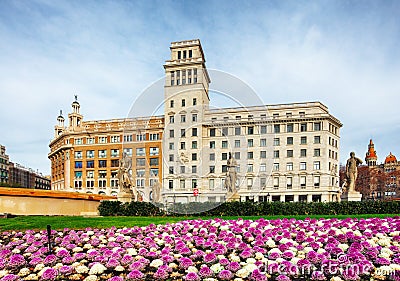 Plaza Catalunya or Catalonia Square in Barcelona, Spain Editorial Stock Photo