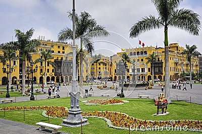 Plaza de armas in Lima, Peru Editorial Stock Photo