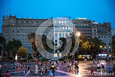 Plaza de Cataluna, Barcelona, Spain Editorial Stock Photo