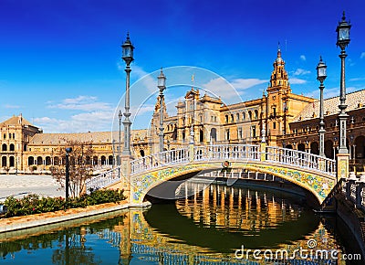 Plaza de Espana with bridges. Seville, Spain Stock Photo