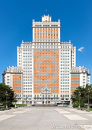 Plaza de Espana and the Espana building in Madrid Editorial Stock Photo