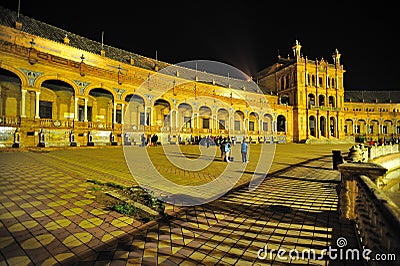 The Plaza de EspaÃ±a.nightshot. Editorial Stock Photo