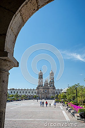 Plaza de las Americas and church, Zapopan, Guadalajara, Mexico Editorial Stock Photo