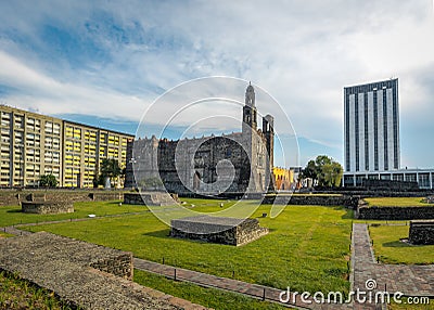 Plaza de las Tres Culturas Three Culture Square at Tlatelolco - Mexico City, Mexico Stock Photo