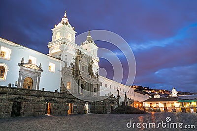 Plaza de San Francisco in old town Quito Editorial Stock Photo