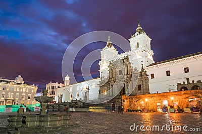 Plaza de San Francisco in old town Quito Editorial Stock Photo