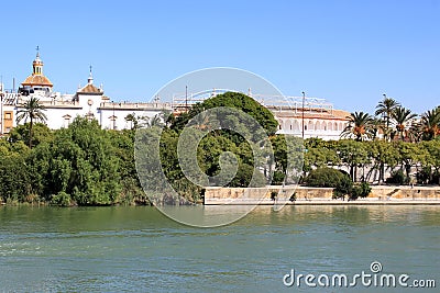 Plaza de Toros and the Guadalquivir River, Seville Stock Photo