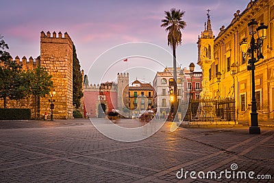 The Plaza del Triunfo in Sevilla, Andalusia, Spain. Editorial Stock Photo