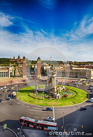 Plaza Espania Barcelona, Spain Editorial Stock Photo