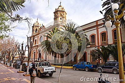 Plaza Independencia and Cathedral in Tupiza, Bolivia Editorial Stock Photo