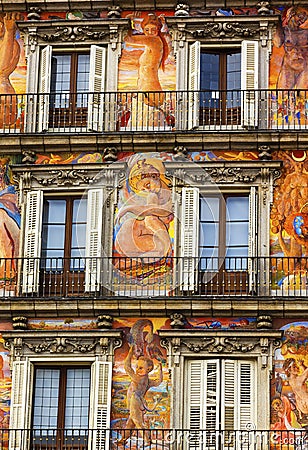 Plaza Mayor Walls Cityscape Madrid Spain Stock Photo