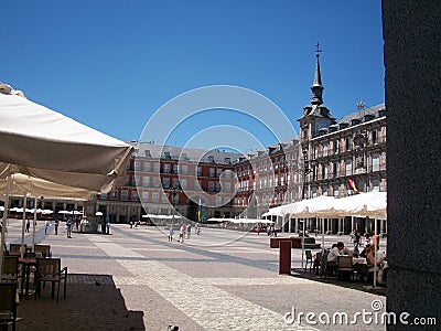 Plaza Mayor & x28;Major Square& x29;. Downtown Madrid, Spain Editorial Stock Photo