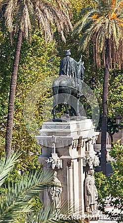 Plaza Nueva Ferdinand Statue Seville Andalusia Spain Stock Photo